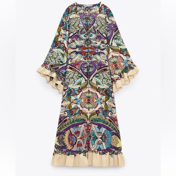 ZARA PRINTED MIDI DRESS 7832/016/219/022 - Picture 7 of 11